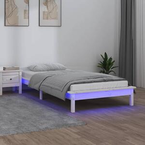 LED okvir kreveta bijeli 75x190 cm za jednu osobu masivno drvo - Bijela / 75 x 190 cm