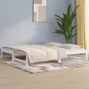Dnevni ležaj na izvlačenje bijeli 2x(80x200)cm masivna borovina - Bijela / 2x (80 x 200) cm