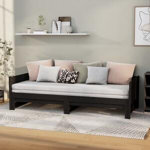 Dnevni ležaj na izvlačenje 2x(90x200) cm crni od borovine - Crna / 90 x 200 cm
