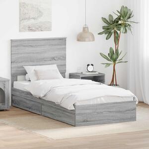 Krevet s od storage Siva Sonoma 75 x 190 cm Konstruirano drvo - Siva / 75 x 190 cm