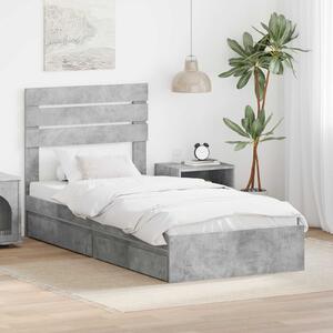 Krevet s od storage Betonski sivi 70 x 190 cm Konstruirano drvo - Siva / 70 x 190 cm
