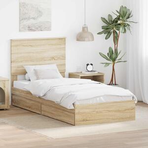 Krevet s od storage Sonoma hrast 75 x 190 cm Konstruirano drvo - Smeđa / 75 x 190 cm