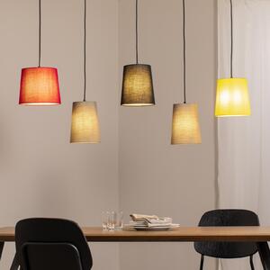 Lindby viseća lampa Amilia, tkanina, 5 žarulja, crvena/siva/žuta, E27