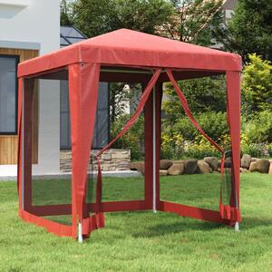 Šator za zabave s 4 mrežasta bočna zida crveni 2 x 2 m HDPE - Crvena / 2 x 2 m