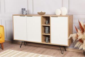 Woody Fashion Komoda, hrastBijela boja, Clara Console - Oak, White