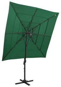 Vrtni suncobran s 4 razine i stupom 250 x 250 cm zeleni - Zelena / N/A