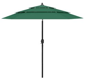 Vrtni suncobran s 3 razine i aluminijskim stupom 2,5 m zeleni - Zelena / 2.5 m