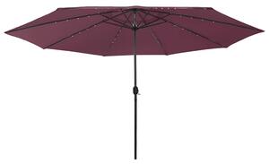 Vrtni suncobran s LED svjetlima 400 cm bordo - Crvena / N/A