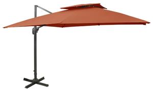 Konzolni vrtni suncobran s dvostrukim vrhom 300x300 cm terakota - Narančasta / 300 x 300 cm