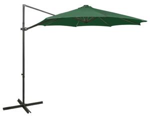 Konzolni vrtni suncobran sa stupom i LED svjetlom 300 cm zeleni - Zelena / N/A