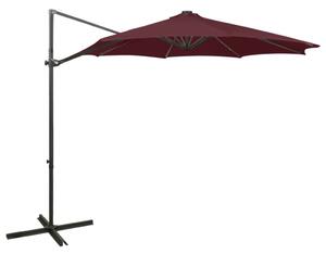 Konzolni vrtni suncobran sa stupom i LED svjetlima 300 cm bordo - Crvena / N/A