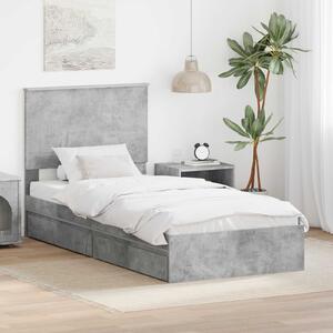 Krevet s od storage Betonski sivi 90 x 190 cm Konstruirano drvo - Siva / 90 x 190 cm