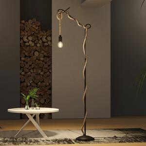 Lucande podna lampa Ropina, visina 180 cm, crna, uže od konoplje, Crno, Dnevni boravak/blagovaonica, Metal