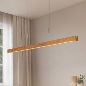 Lindby Alimara LED drvena visilica, drvo, dužina 138 cm, prigušiva, Drvo, Dnevni boravak/blagovaonica, Drvo