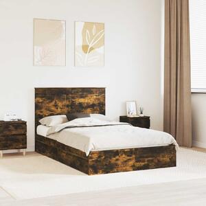 Krevet s od storage s uzglavljem Dimljeni hrast 135 x 190 cm - Smeđa / 135 x 190 cm