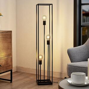 Lindby podna lampa Krisha, crna, metal, 3 žarulje, E27, Crno, Dnevni boravak/blagovaonica, Metal