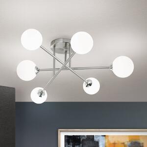 ORION Snježnobijela stropna lampa sa šipkom, 6 žarulja, nikal, prigušiva, Metalik, Dnevni boravak/blagovaonica, Metal