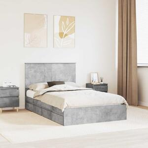 Krevet s od storage s uzglavljem Betonski sivi 135 x 190 cm - Siva / 135 x 190 cm