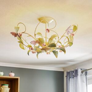 Luminex Stropna svjetiljka BUTTERFLY, krem/zelena/ružičasta, nehrđajući čelik, 5 žarulja, prigušiva, Dnevni boravak/blagovaonica, Metal