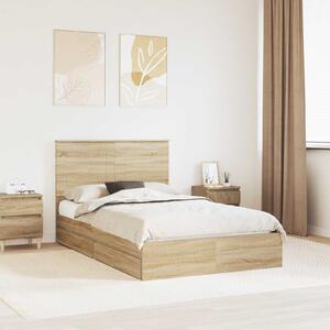 Krevet s od storage Sonoma hrast 135 x 190 cm Konstruirano drvo - Smeđa / 135 x 190 cm