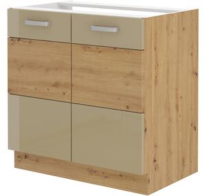 Zondo.hr Donji kuhinjski ormarić Arryn 80 ZL 2F BB (Hrast artisan + Sjaj cappucino). Akcija -6%. 1024753