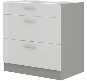 Zondo.hr Donji kuhinjski ormarić Brunea 80 D 3S BB (siva + bijeli sjaj). 1024998