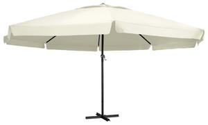 Vrtni suncobran s aluminijskim stupom 600 cm pješčano bijeli - Bijela / 600 cm