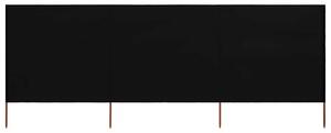 Vjetrobran s 3 panela od tkanine 400 x 120 cm crni - Crna / 400 x 120 cm