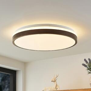 Lindby LED stropna svjetiljka Hudsona, Ø 49 cm, drvo, smeđa