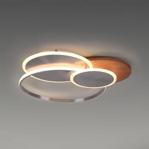 Paul Neuhaus LED stropna svjetiljka Palma, drvo, CCT, 65 cm, prigušiva, prigušiva, Drvo, Dnevni boravak/blagovaonica, Metal
