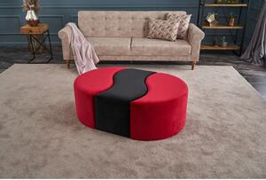 Atelier Del Sofa Tabure, Crno Crvena, Alya Puf - Red, Black