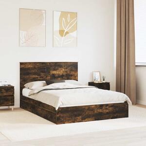 Krevet s od storage s uzglavljem Dimljeni hrast 160 x 200 cm - Smeđa / 160 x 200 cm