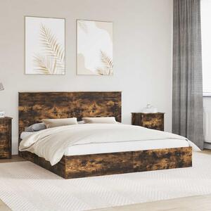 Krevet s od storage s uzglavljem Dimljeni hrast 180 x 200 cm - Smeđa / 180 x 200 cm