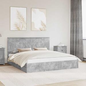 Krevet s od storage s uzglavljem Betonski sivi 200 x 200 cm - Siva / 200 x 200 cm