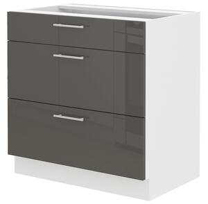 Zondo.hr Donji kuhinjski ormarić- Lavera 80 D 3S BB (bijela + sivi sjaj). 1032423