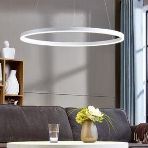 Arcchio Albiona LED viseća svjetiljka, bijela, 1 prsten, Ø 80 cm, prigušiva, Bijela, Kuhinja, Metal