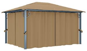 Sjenica sa zastorom 400 x 300 cm smeđe-siva aluminijska - Tupe / 400 x 300 cm