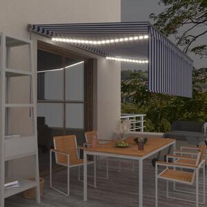 Tenda na ručno uvlačenje s roletom LED 4 x 3 m plavo-bijela - Plava / 4 x 3 m