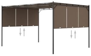 Vrtna sjenica s bočnim zastorom 4 x 3 x 2,25 m smeđe-siva - Tupe / 4 x 3 x 2.25 m