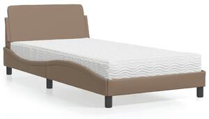 Krevet s madracem Dover boja cappuccina 100 x 200 cm od umjetne kože - Smeđa / 100 x 200 cm