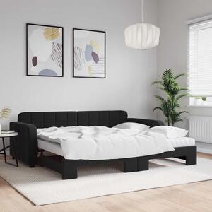 Dnevni krevet na razvlačenje s madracima crni 90x200 cm baršun - Crna / 90 x 200 cm