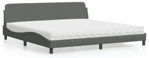Krevet s madracem Dover tamnosivi 200 x 200 cm od tkanine - Siva / 200 x 200 cm