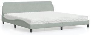Krevet s madracem Dover svjetlosivi 200x200 cm baršunasti - Siva / 200 x 200 cm