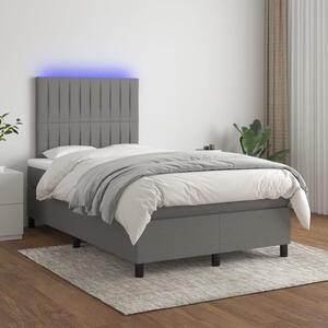 Krevet box spring s madracem LED tamnosivi 120 x 200 cm tkanina - Siva / 120 x 200 cm