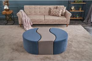 Atelier Del Sofa Tabure, Plava Mink, Alya Puf - Blue, Mink