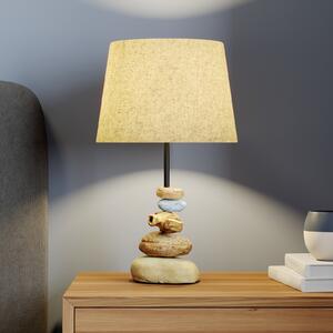 Stolna lampa Vera, platno sjenilo i kameni dekor, 38cm