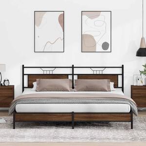 Metalni okvir kreveta bez madraca smeđa boja hrasta 193x201 cm - Smeđa / 193 x 201 cm