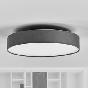 Lindby LED stropna svjetiljka Saira, Ø 40 cm, siva, tekstil, Sivo, Dnevni boravak/blagovaonica, Tkanina / tekstil