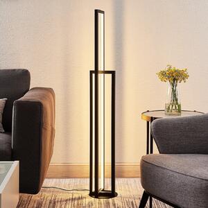 Lucande LED podna lampa Hylda, 123 cm, crna, aluminij, prigušiva, Crno, Dnevni boravak/blagovaonica, Metal