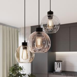 Viseća lampa Cubus, Ø 50 cm, 3 žarulje, prozirna/med smeđa, staklo